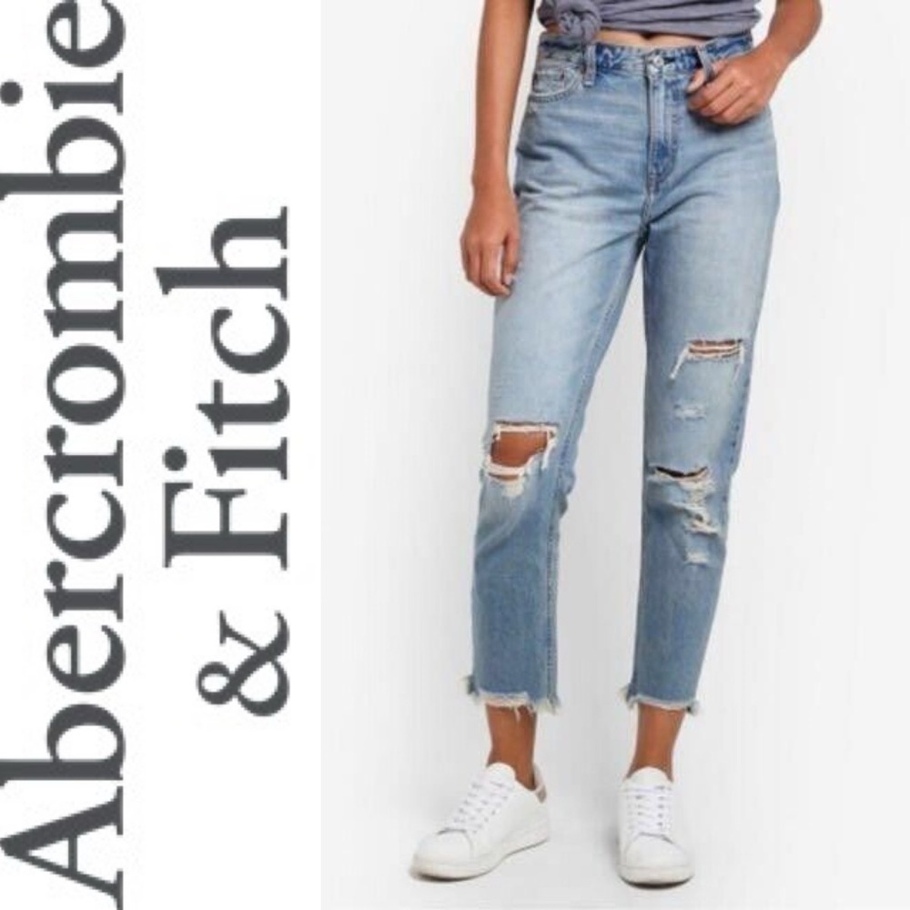 Abercrombie and Finch Annie High Rise Girlfriend Jeans distressed size 26